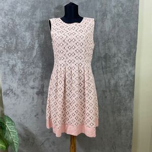 Eliza J Cocktail Dress women Size 6 Pink linen blend Lace Midi Sheath